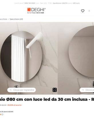 Specchio rotondo 80 cm con luce lef