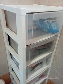 Cassettiera bianca in plastica