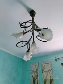 Lampadario arte povera e coppia abat-jour