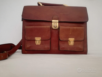 Cartella vintage in vero cuoio