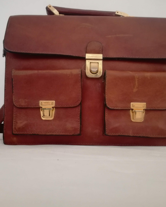Cartella vintage in vero cuoio