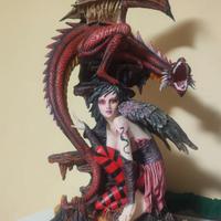 LES ALPES fata gotica con drago rosso