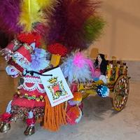 Carrettino Siciliano vintage in legno risalente ag