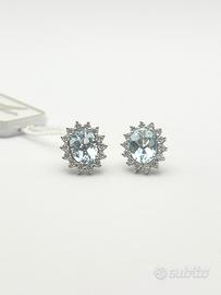 ORECCHINI oro18kt acquamarina brillantini