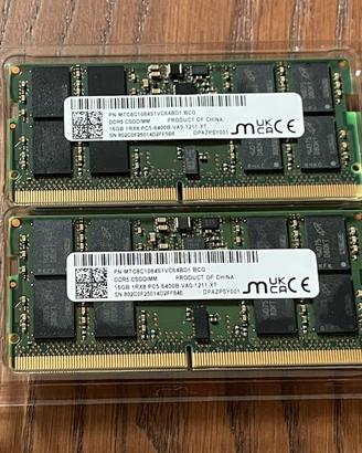 32G (16x2) RAM DDR5 6400 mt/s SO-DIMM