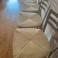 4 sedie alte per bancone metallo seduta impagliata