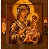 Antica icona russa "Madre di Dio di Tichvin "