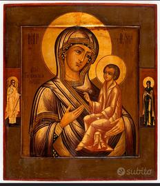 Antica icona russa "Madre di Dio di Tichvin "