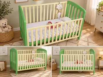Lettino bambino in legno con materasso nuovo
