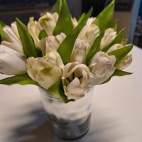 Vaso in vetro argentato con mazzo tulipani 