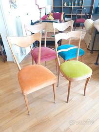 4 sedie diverse vintage 