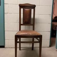 SET 6 SEDIE IN LEGNO E PELLE ANTICHE