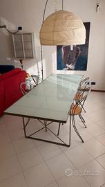 Tavolo piano in vetro + 4 sedie metallo e legno