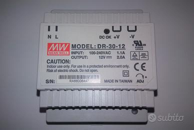 Alimentatore DIN MEAN WELL DR-30-12 12Vc 2A