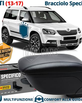 Bracciolo SPECIFICO Per Skoda Yeti in Pelle Nera