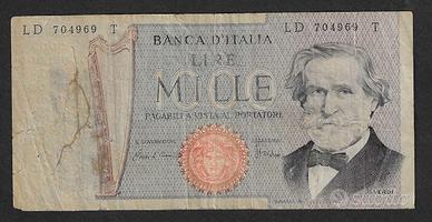 Italia -banconota circolata da 1000 Lire Verdi '81