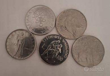 Lotto 5 monete 100 lire