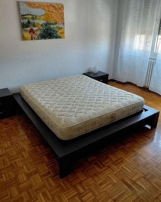 letto contenitore matrimoniale wenge con materasso
