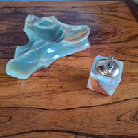 accendino da tavolo e posacenere blitz in onice