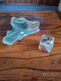 accendino da tavolo e posacenere blitz in onice