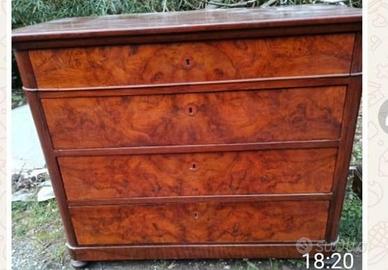 Cassettone Luigi Filippo radica noce chiaro 