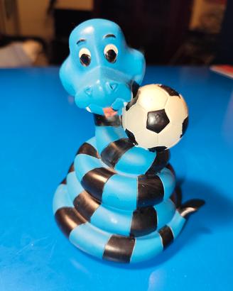 Salvadanaio serpente nerazzurro con pallone Inter