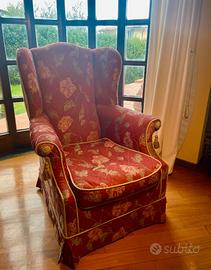 Poltrona Bergere vintage in tessuto a fiori