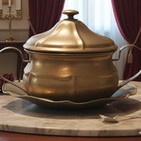 Pentola in rame con vassoio