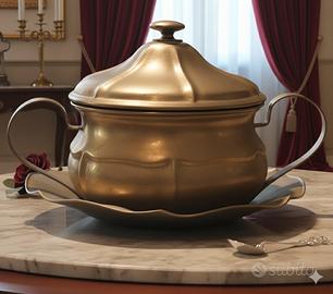 Pentola in rame con vassoio