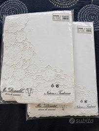 Set 2 Lenzuola ricamate a mano nuove da lavare