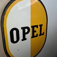 INSEGNA IN METALLO SMALTATA OPEL ANNI 40-50