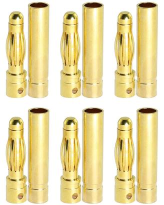 Connettori Banana 3 mm Dorati per Batterie LiPo RC