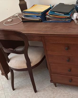 Scrivania in legno con 4 cassetti artigianale
