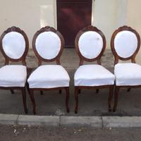 4 sedie antiche in noce luigi filippo a medaglione