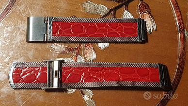 Cinturino orologio in pelle e acciaio milanese