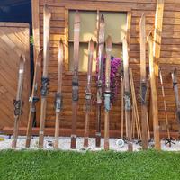 sci in legno telemark+ bastoncini bambù 