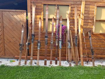 sci in legno telemark+ bastoncini bambù 