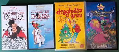 4 VHS con film di animazione Disney e altro