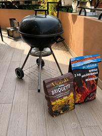 Barbecue a carbonella con ruote e coperchio