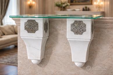 COPPIA MENSOLE ANTICHE IN MARMO BIANCO STATUARIO