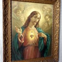 Quadro sacro cuore stampa antica