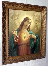 Quadro sacro cuore stampa antica