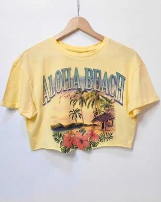 T-shirt crop top "Aloha Beach" XS/S