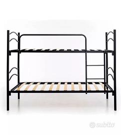 Letto a castello smontabile in metallo nero 203x14