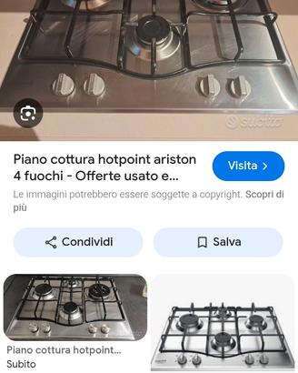 piano cottura Ariston 4 fuochi standard 