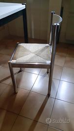 4 sedie cucina schienale bianco, telaio in acciaio
