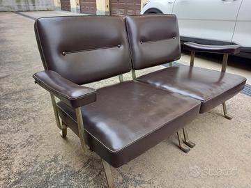 coppia divani schirolli in pelle ed acciaio