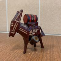 Statuina asino in legno intarsiato a mano vintage