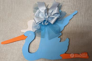 Cicogna nascita in legno