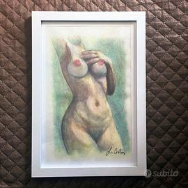 Quadro nudo femminile su tela con cornice